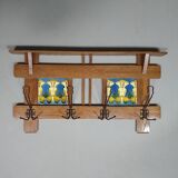 Art Nouveau wall coat rack with tiles