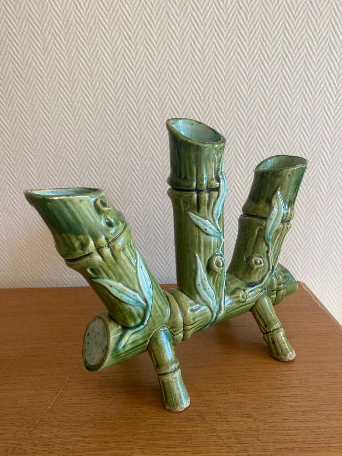 Art Nouveau earthenware vase with bamboo decoration circa 1900