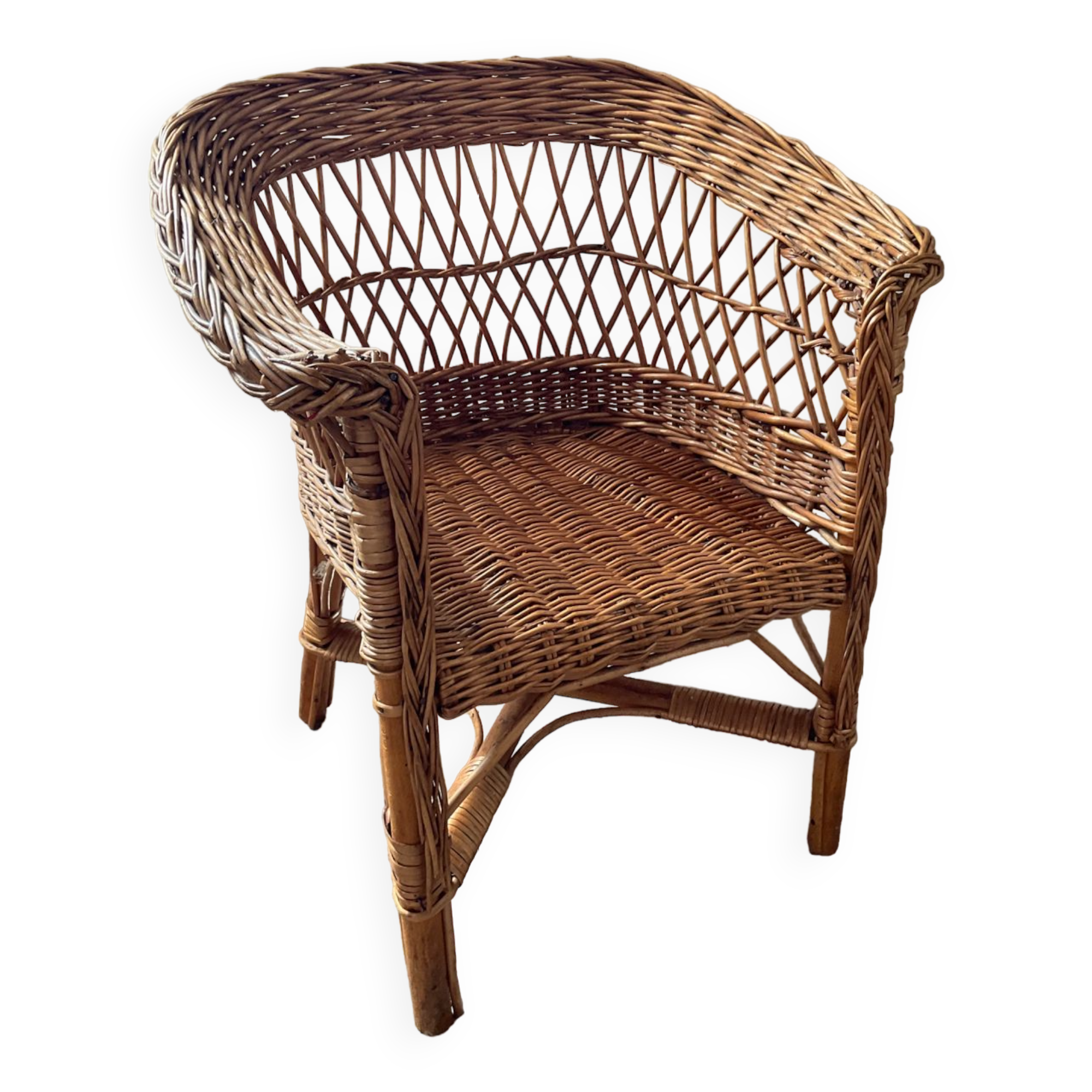 Vintage wicker children's armchair