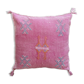 Housse de coussin en soie à motif cactus marocain – Coussin Sabra fait main