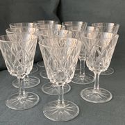 Set of 11 vintage cut glass glasses from Vmc Reims France, model Arlequin.