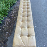 Vintage Italian industrial bench in leather and metal.