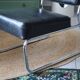 Vintage black tubular chrome armchair – 1970s