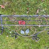 coat rack, hat rest 4 hooks wrought iron polychrome floral decoration