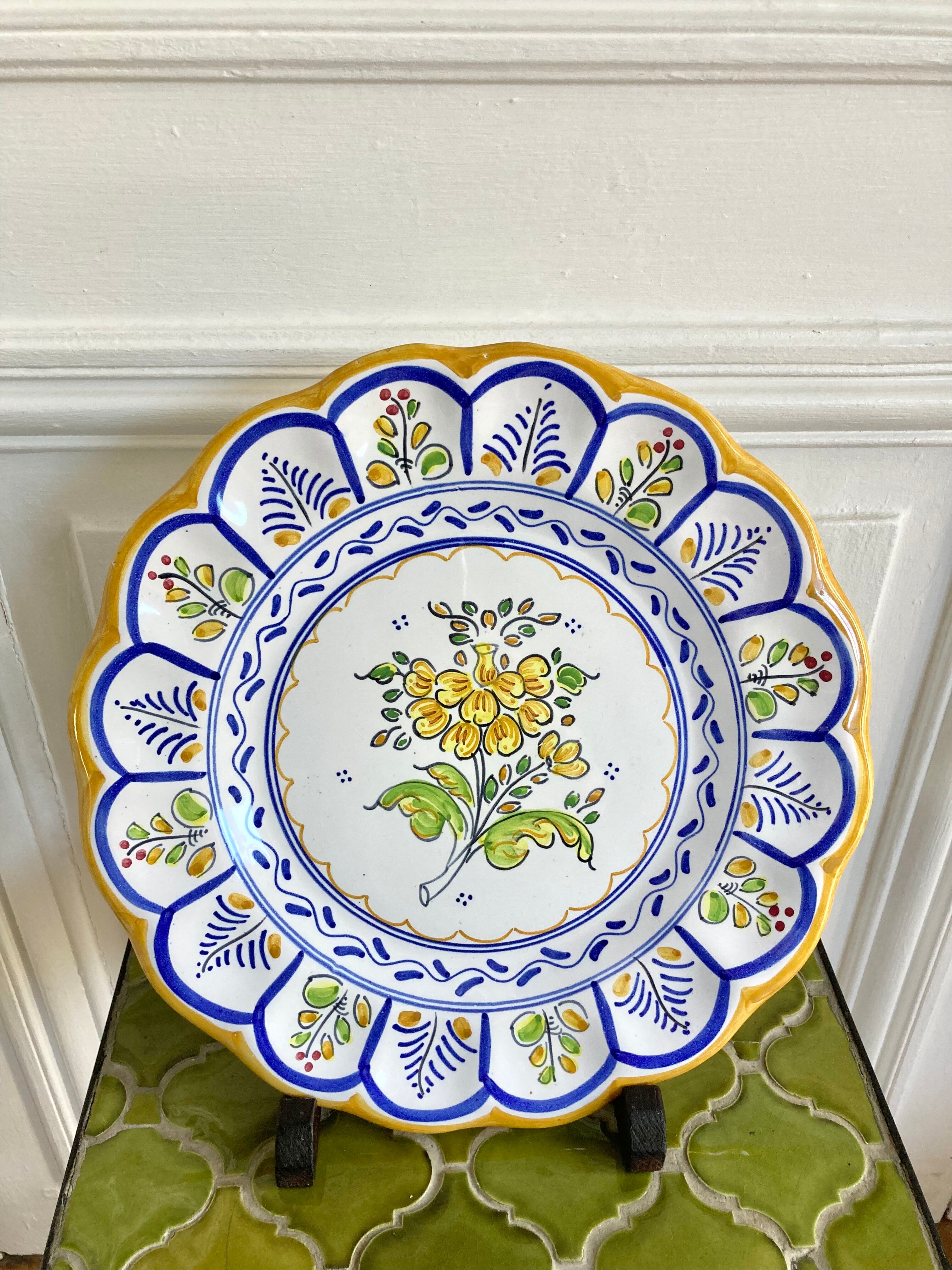 Hand-painted ceramic cake plate