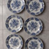 6 Plates dessert service Ridgway Windsor Staffordshire blue décor