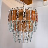 Zero Quattro chandelier brown cut glass Murano Italy 1970