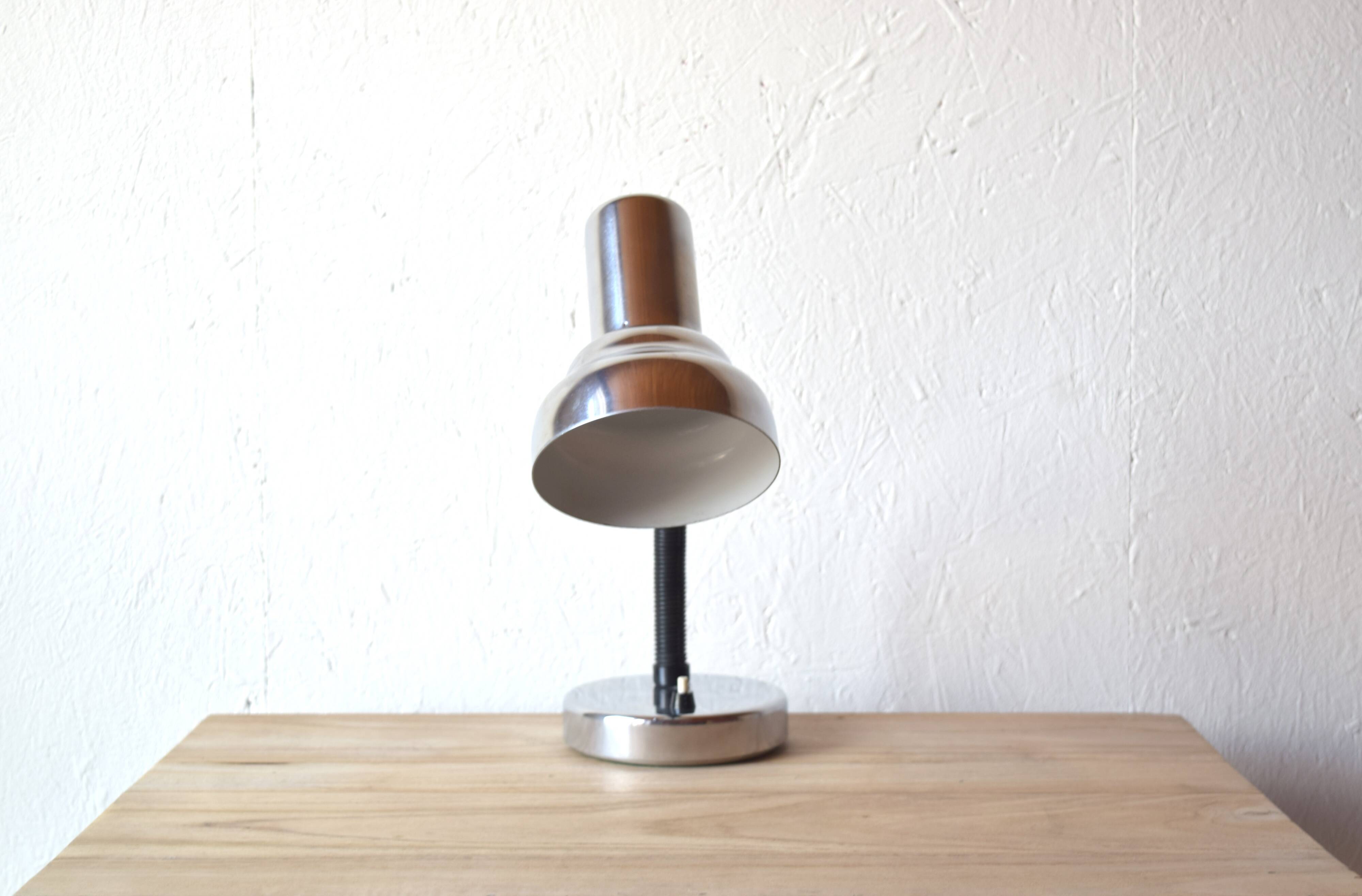 Vintage chrome metal desk lamp - Table lamp - 1960s.