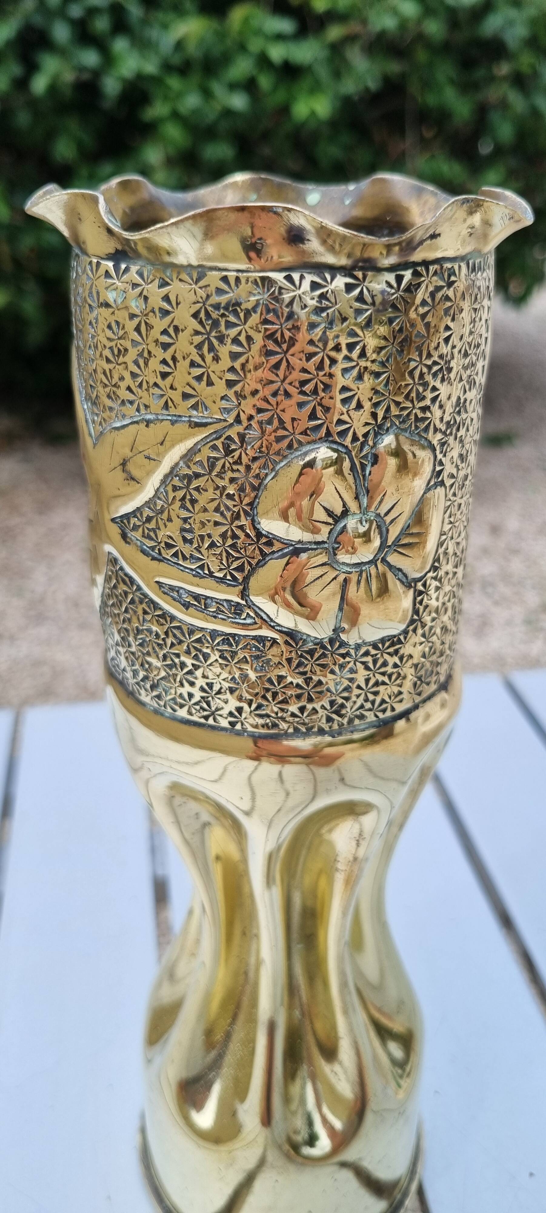 Vase laiton 1ère Guerre Mondiale 1914-1918