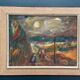 Original Swedish Oil on Panel – “Landscape with Figures” by Lars Niklasson