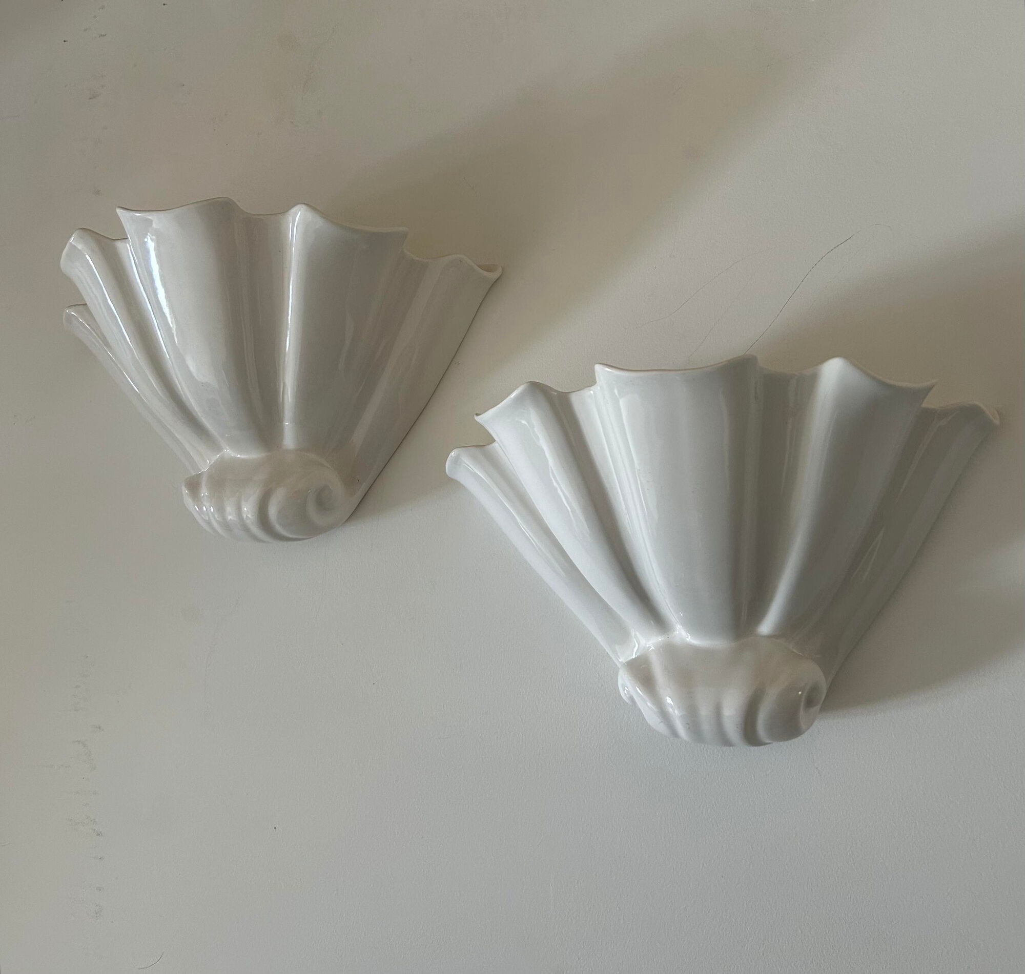 Pair of porcelain wall lamps France 1970