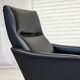1970s, Danish armchair, black artificial leather, teak wood legs.