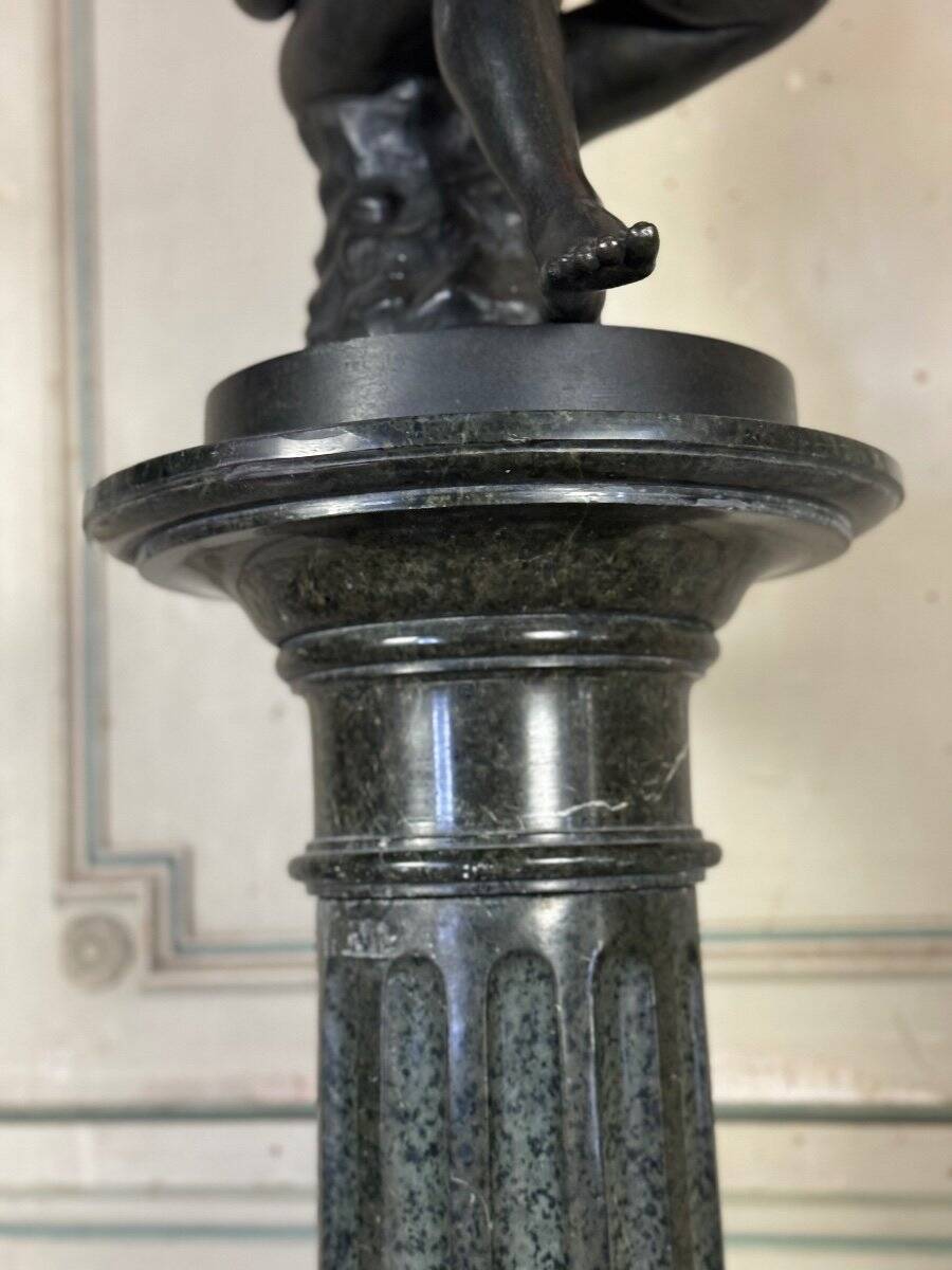 Serpentine Marble Fluted Column, Circa 1880