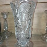 Large vintage pressed glass vase, an impressive and very decorative piece.