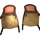 Pair of Louis Philippe armchairs in solid mahogany