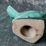Art deco sparrow in turquoise enamelled faience