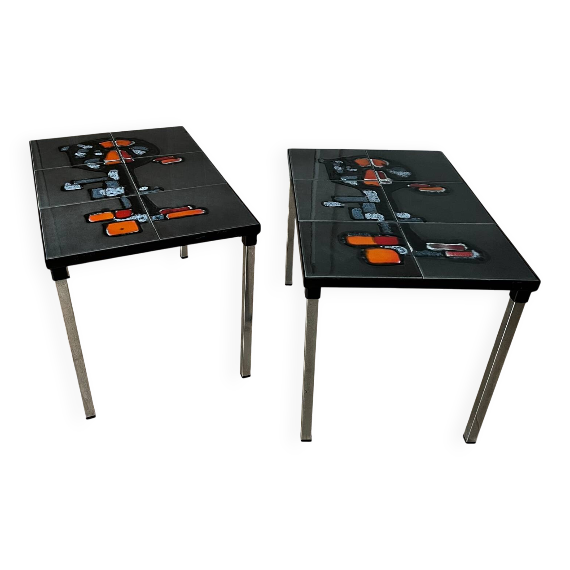 Paire de tables d’appoint carreaux Belarti