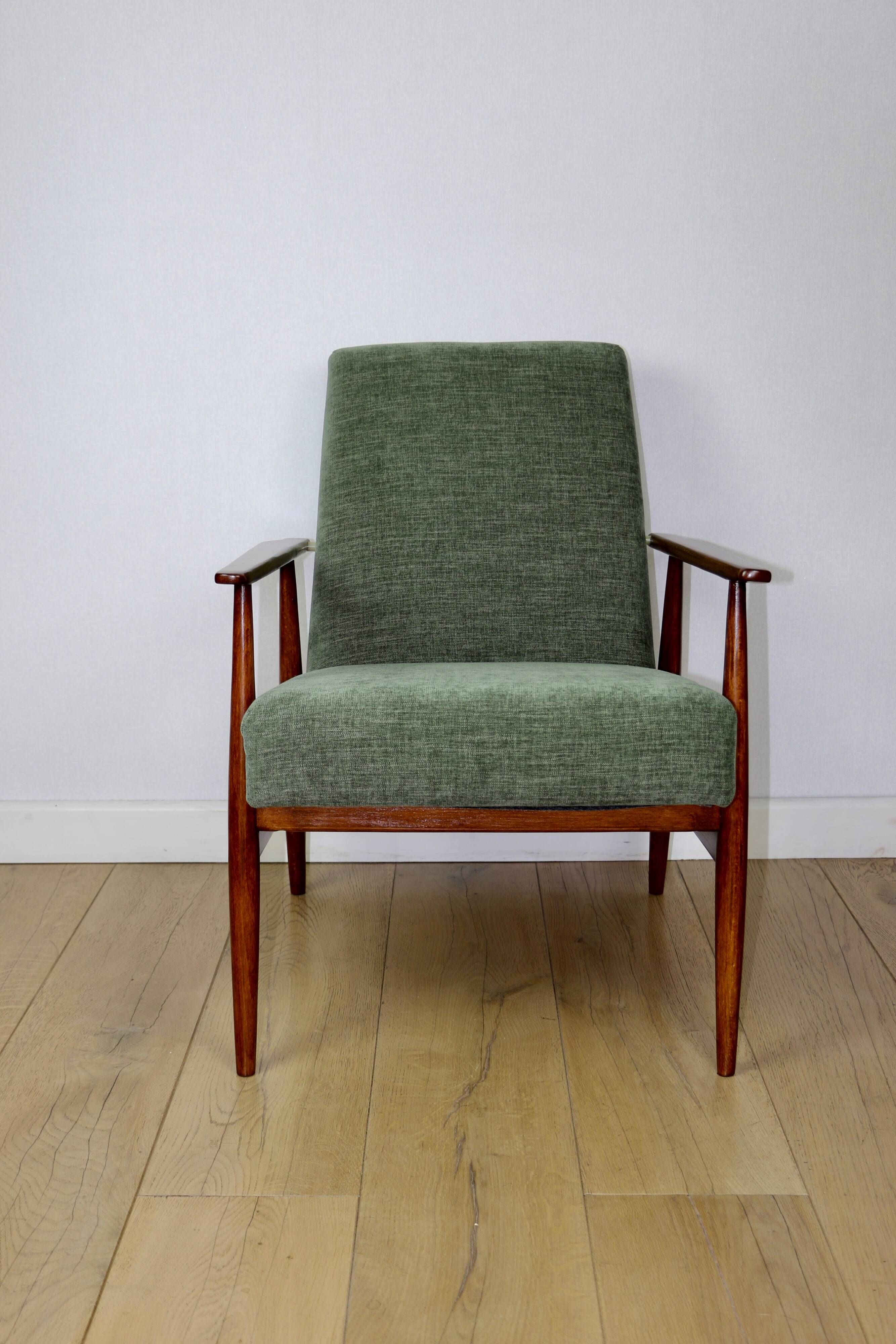 Armchair 'Lis', 1970s olive green design by Henryk Lis - 2 pieces available