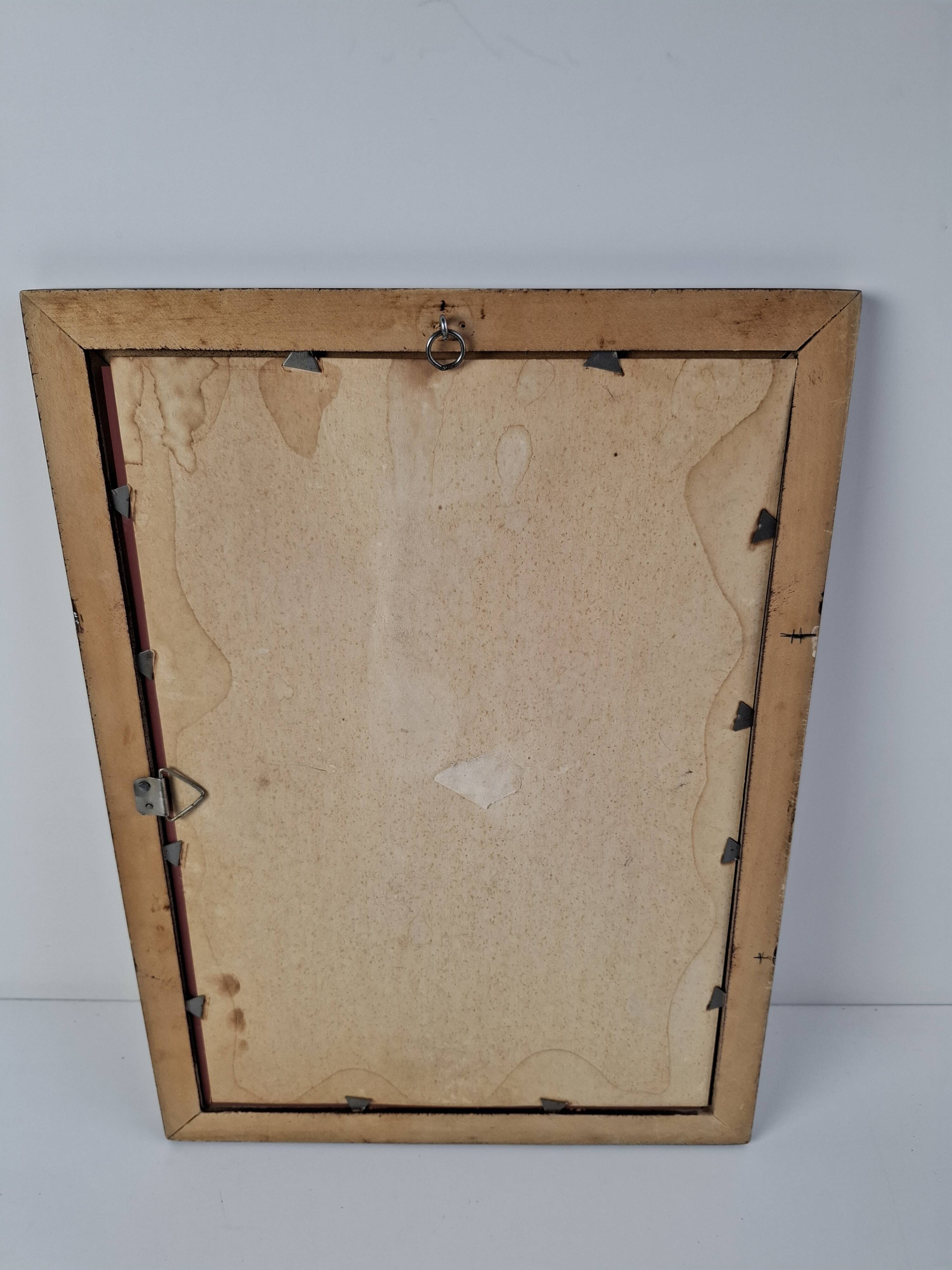 1960s Czechoslovak Mid-Century Wooden Mirror with Graphic Frame Detail