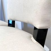 Art Deco Chairs in Black Lacquer in Cream Velour, France, 1930s, Set of 8