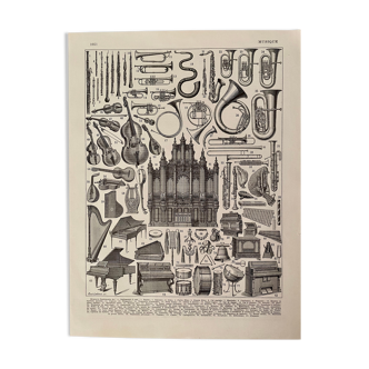 Lithographie gravure sur la musique de 1928