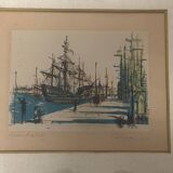 Jean Carzou (1907-2000), view of a port - litho artist's proof signed 1954