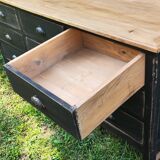 Old trading counter nine drawers black patina trade furniture