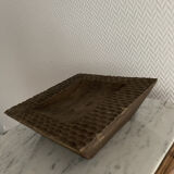 Square ashtray vintage carved wood