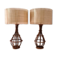 Pair of rattan lamps