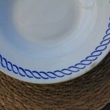 Deep plate with royal blue geometric pattern marked on the back FB 45.
