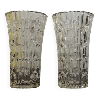 Paire de vases en cristal taillé vintage