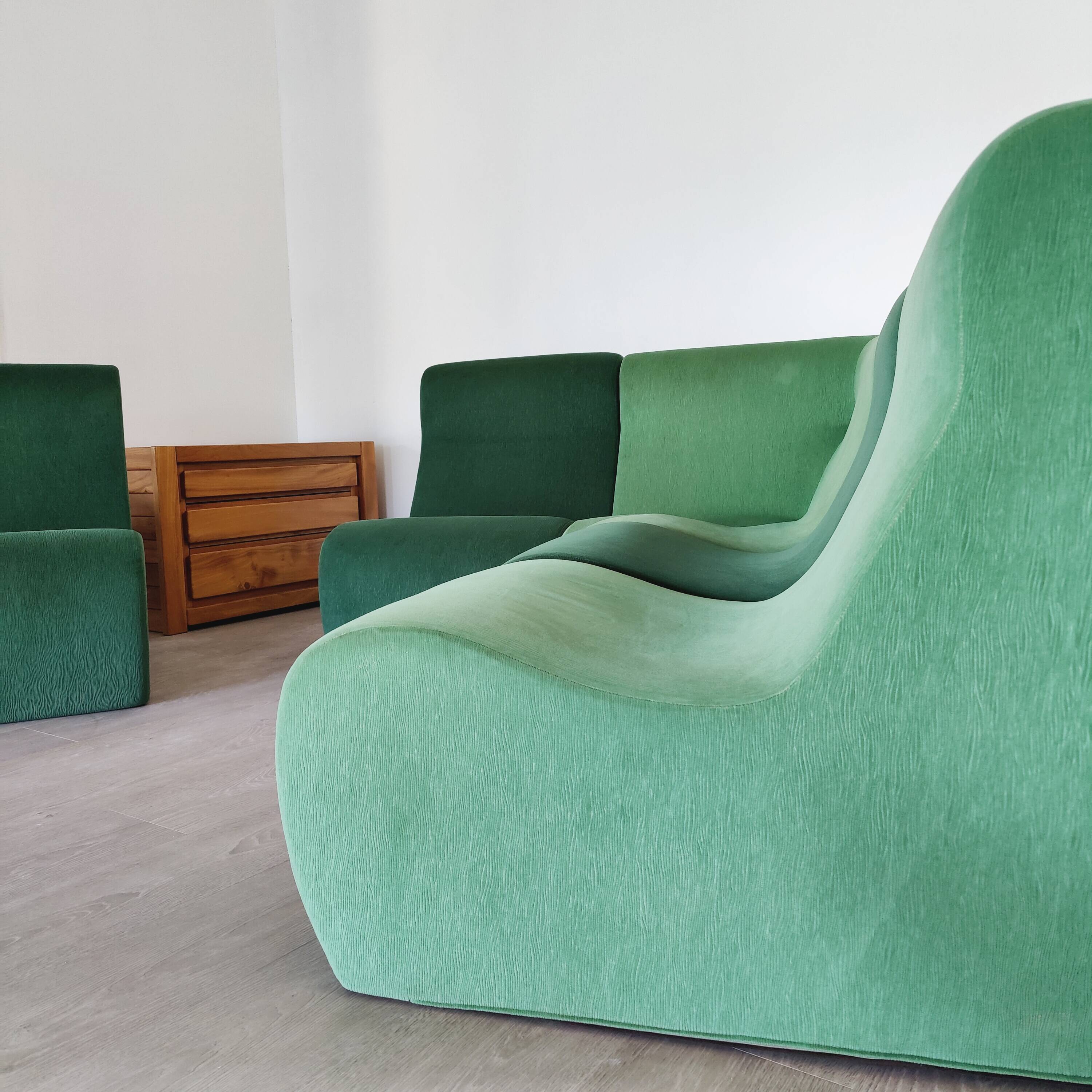 Modular green corner sofa 1970s