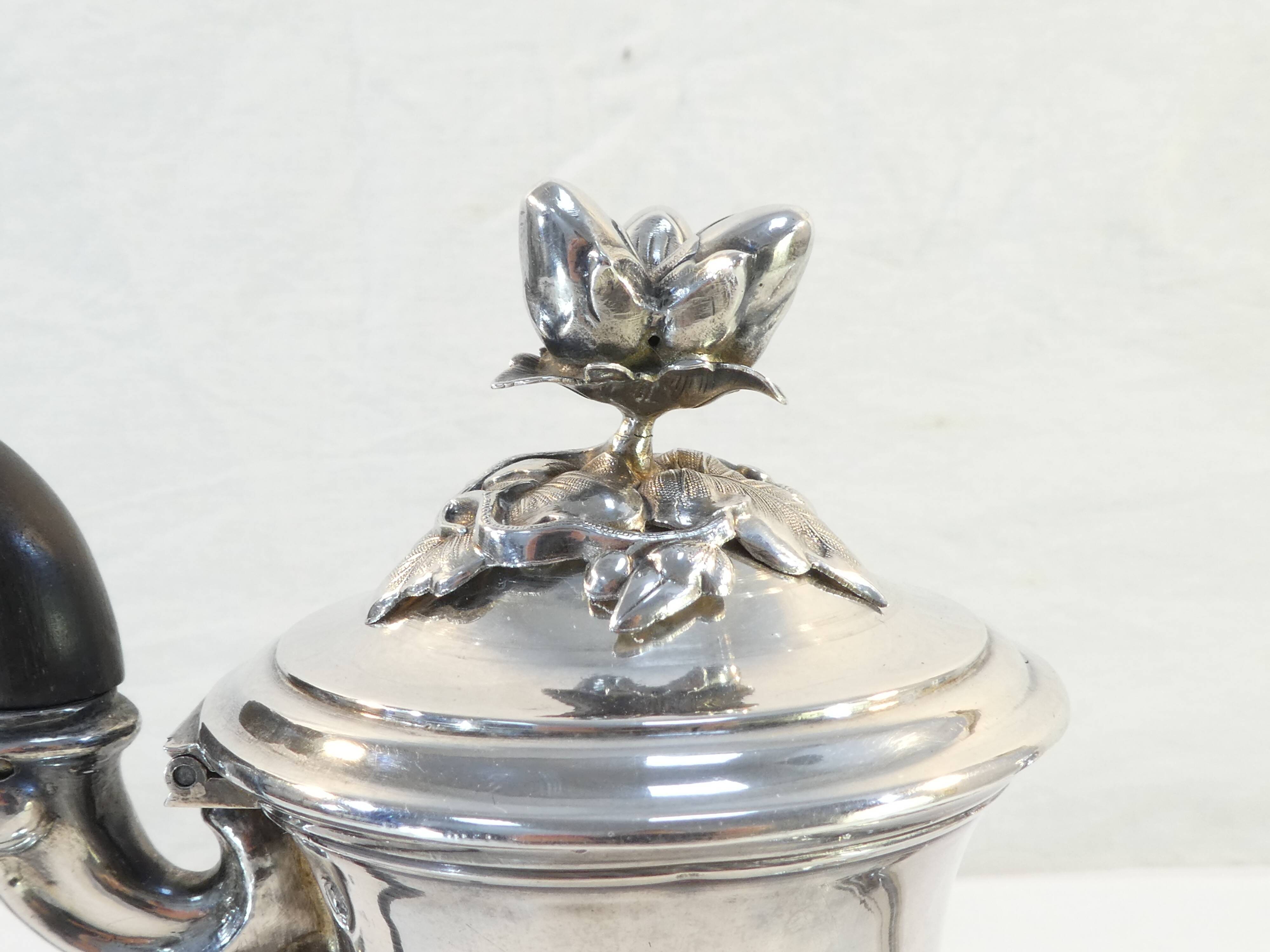 Theiere pourer in solid silver handle in ebene minerve martial fray 19th