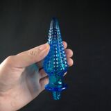 Vintage 1970s Empoli pressed blue molded glass carafe/bottle