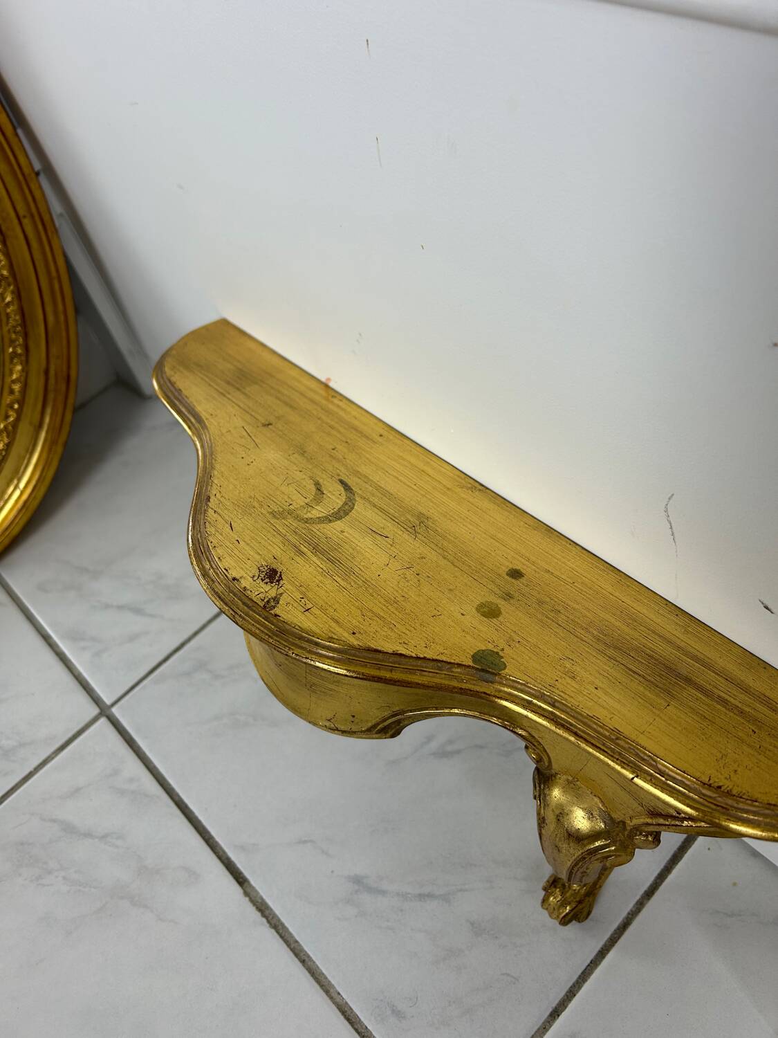 Vintage oval mirror Deknudt plus matching console