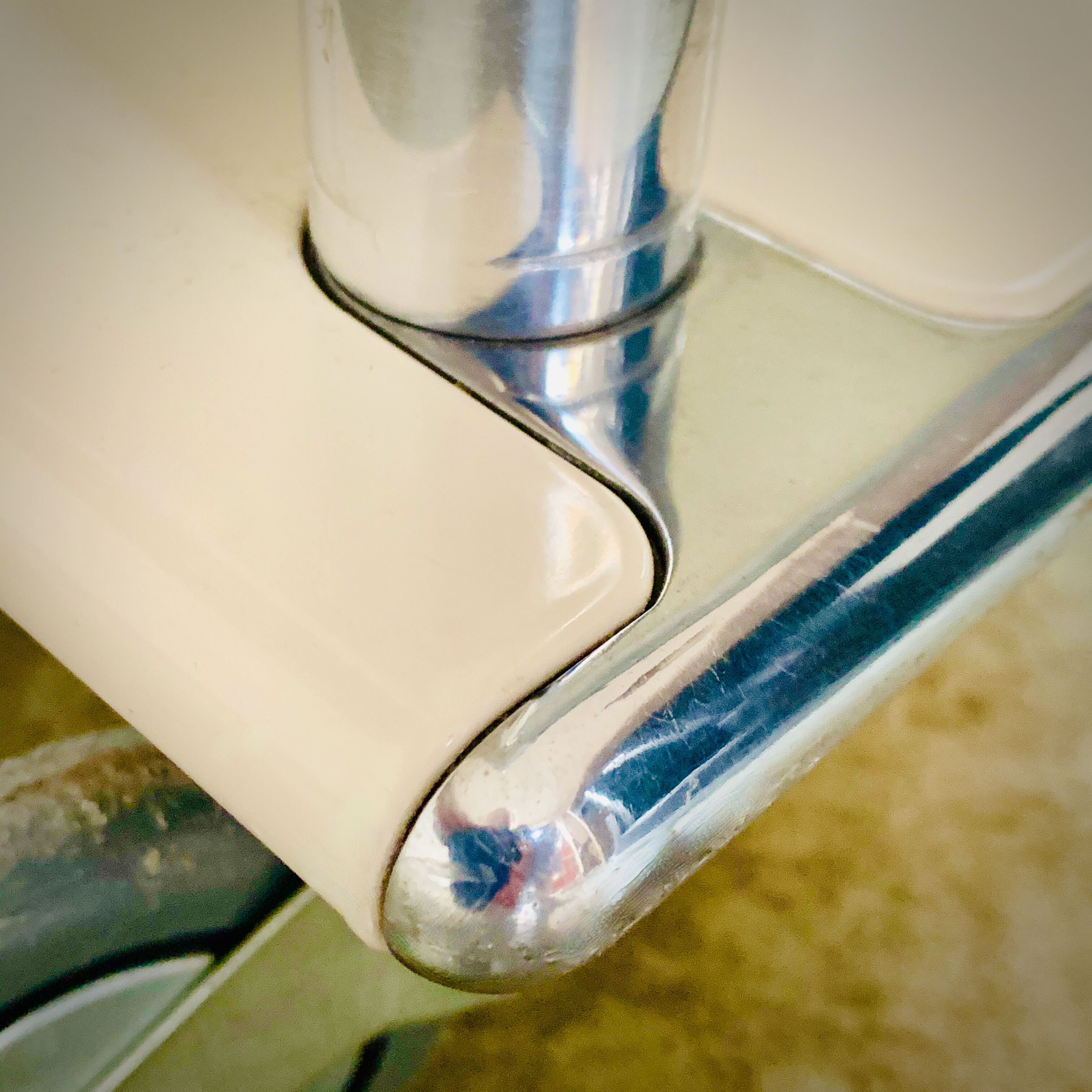 Modernist coffee table - airplane wing - in lase plate and brushed aluminium