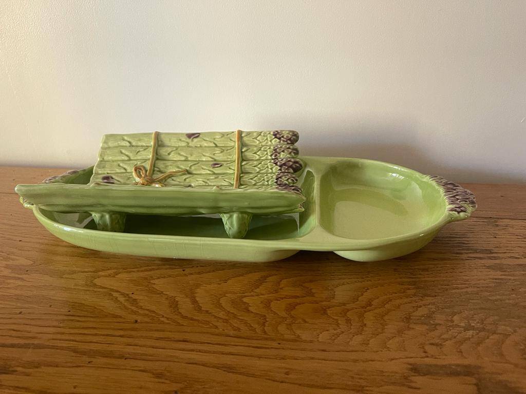 Antique slip porcelain asparagus dishes