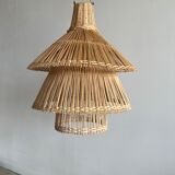 Rattan pendant lamp or light in the shape of an Asian lantern