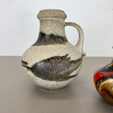 Set of Two Pottery Fat Lava Vases "Multi-Color" by Scheurich, Germany, 1970s