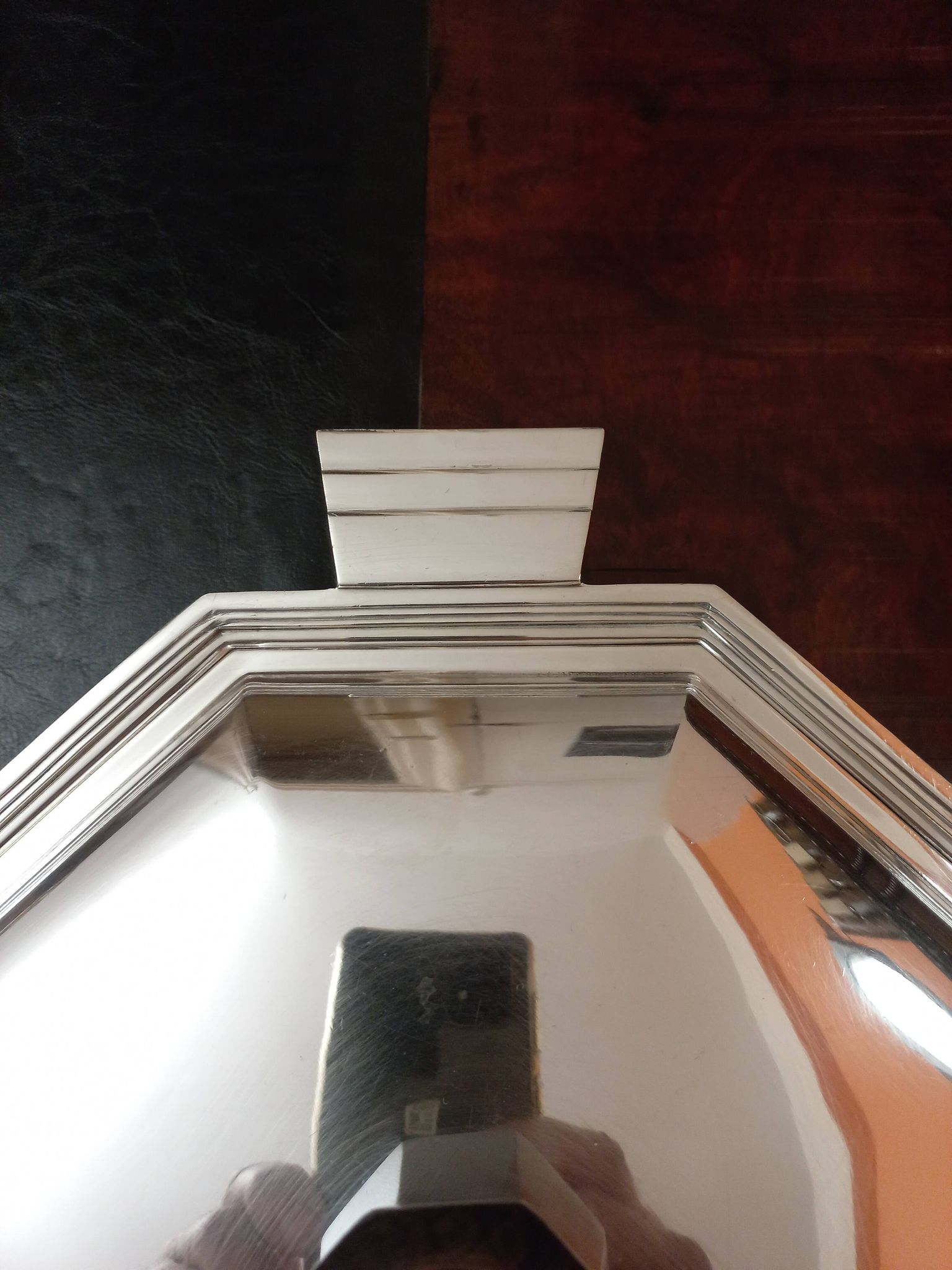 Plat Art Déco 1930 métal argenté