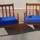 Pair of 1960s Scandinavian armchairs with blue cushions