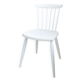Chaise en bois vintage blanche, style scandinave Mid-Century à barreaux