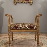 Banquette de piano en bois doré de style louis xvi epoque napoleon iii