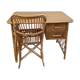 Vintage rattan desk with his chair