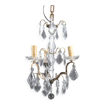 Chandelier, bronze/Baccarat crystal, 3 lights, Louis XV style, Fr, 1900