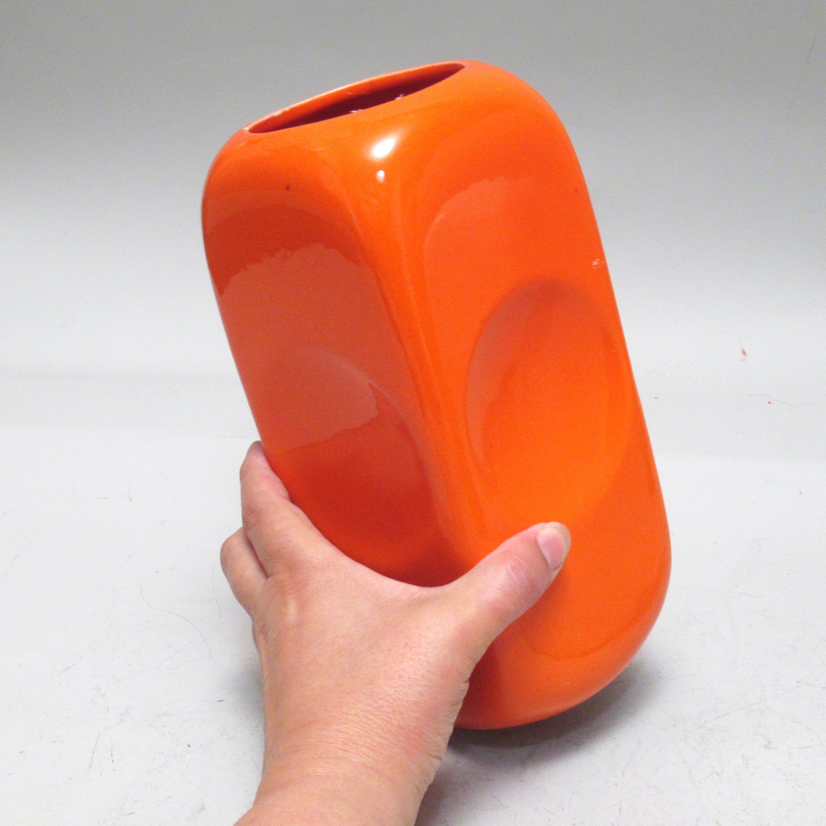 Orange rectangular vase Parravicini 1970s