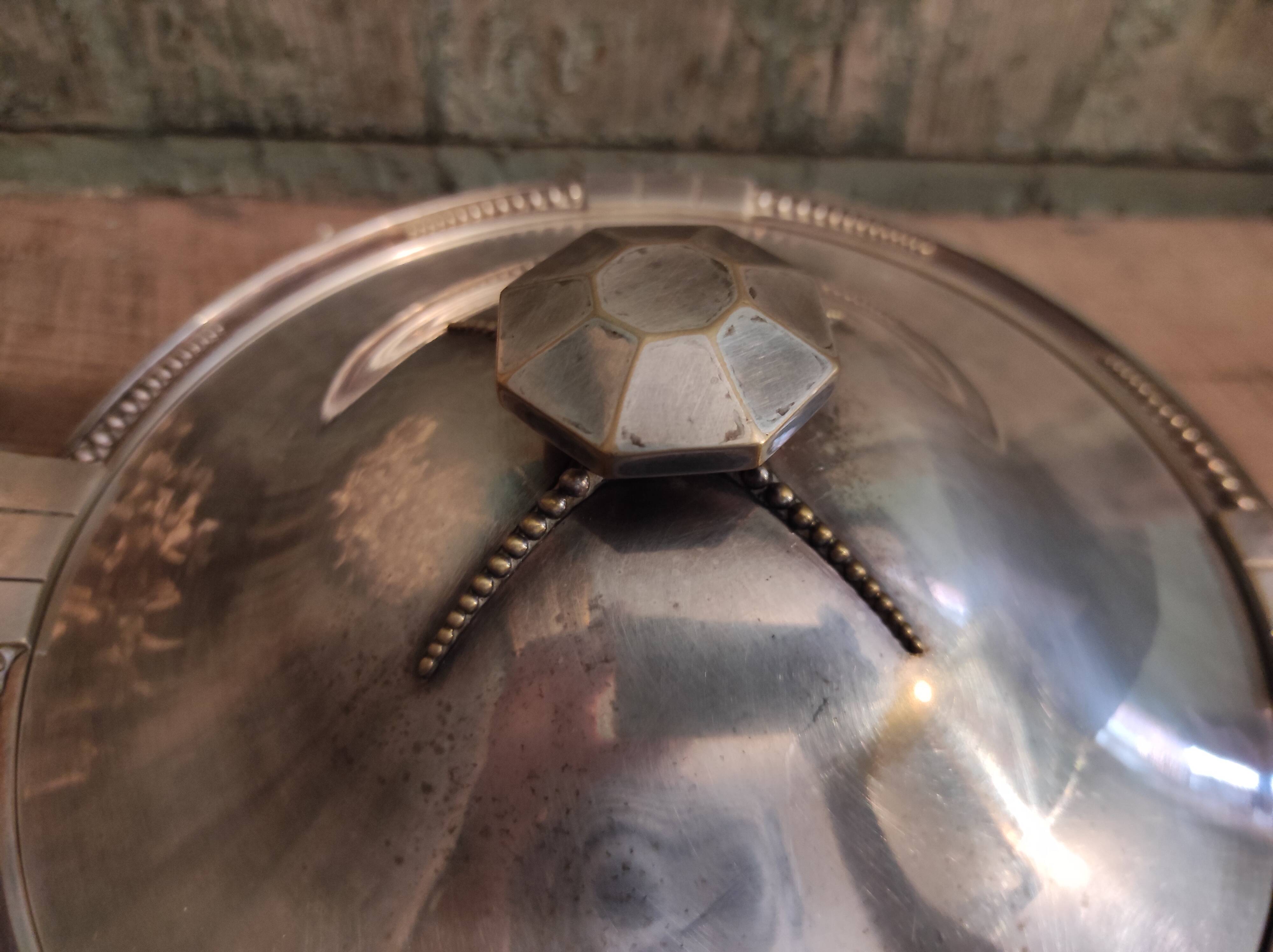 Art Deco silver plated serving dish with lid