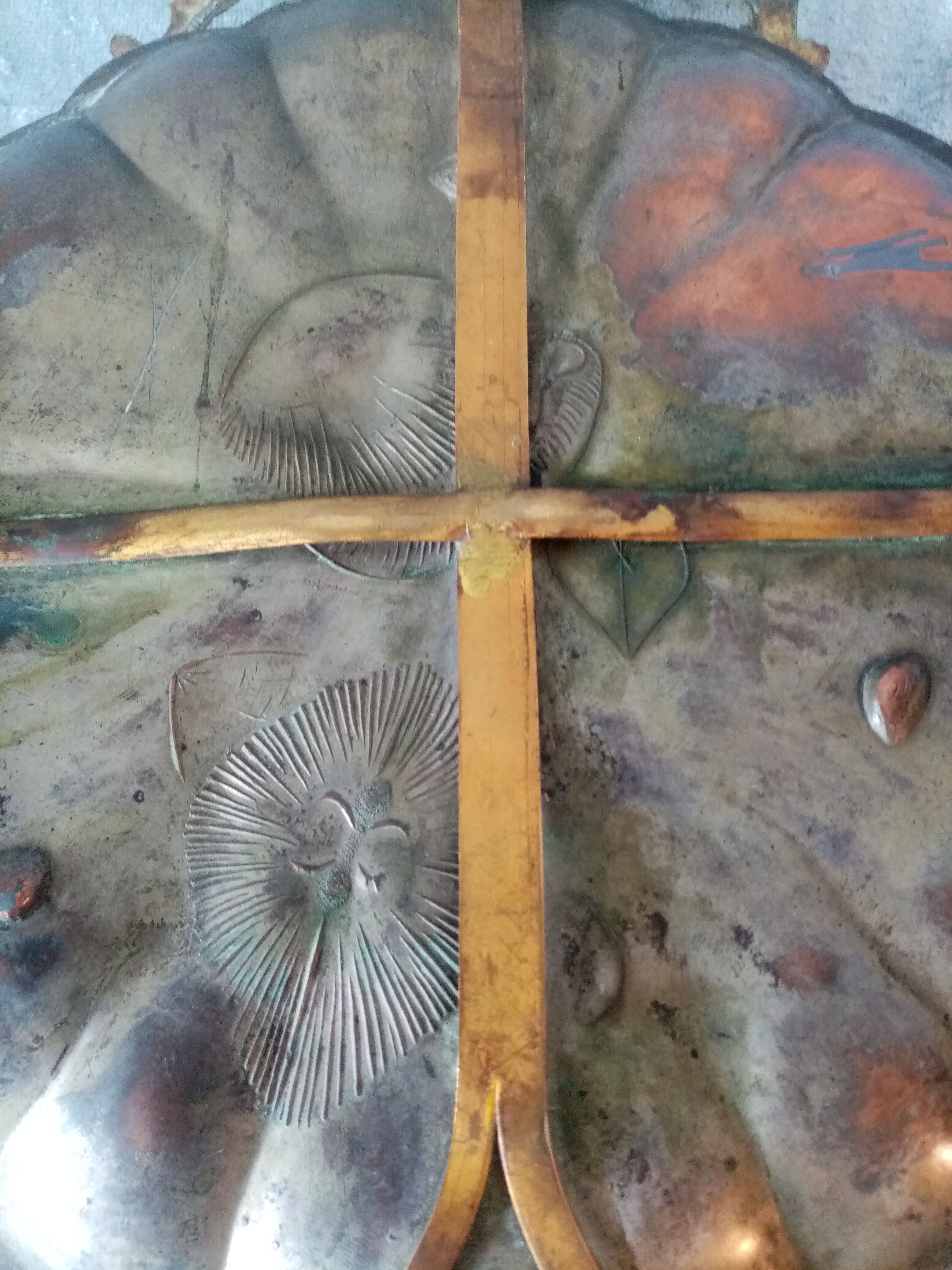 Pair of Napoleon 3 wall lights in copper and brass