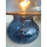 Murano-Inspired Blue Glass Lamp with “Ballotton” Texture
