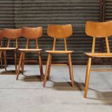 Set of 5 all-wood chairs published by Ton 1960
